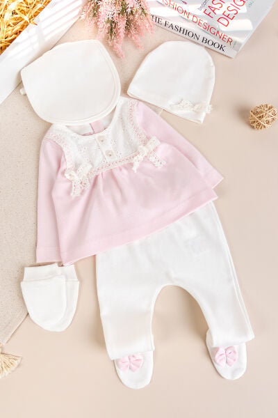 Fistolu 100% Pamuk Kız Bebek Takım 5'li Set