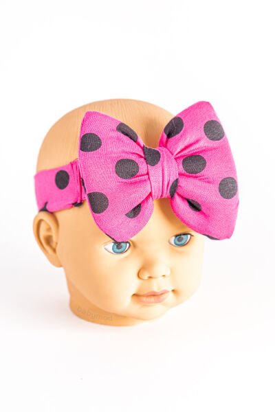 Desenli Fiyonklu Bebek Bandana FUŞYA - 0-6 Ay