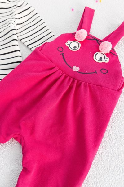 Sweet Monsters Kız Bebek Tulum Salopet Takım