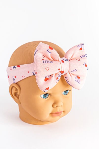 Desenli Fiyonklu Bebek Bandana SOMON - 0-6 Ay
