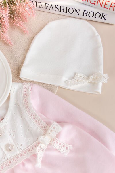 Fistolu 100% Pamuk Kız Bebek Takım 5'li Set PUDRA - 3-6 AY