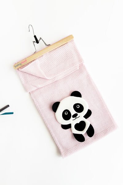 Triko Bebek Battaniye Panda PEMBE -  Tek Ebat