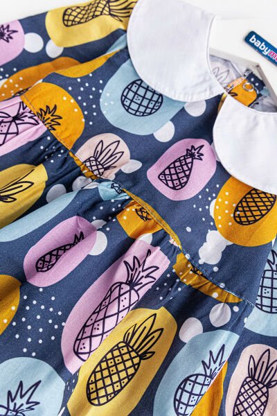 Ananas Baskılı Bebe Yakalı Kız Bebek Tulum Elbise
