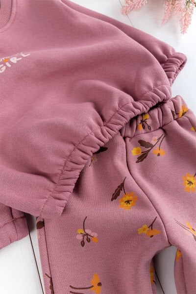 Çiçek Desenli 2'li Kışlık Kız Bebek Takım