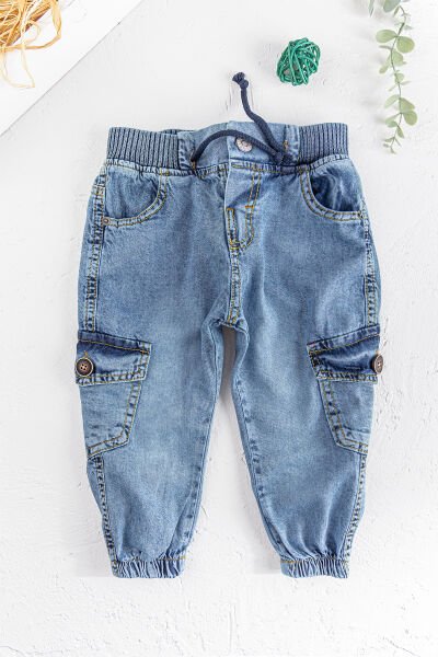 Erkek Bebek/Çocuk Denim Kumaş Kot Kargo Pantolon