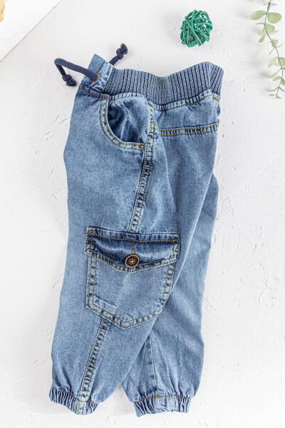 Erkek Bebek/Çocuk Denim Kumaş Kot Kargo Pantolon