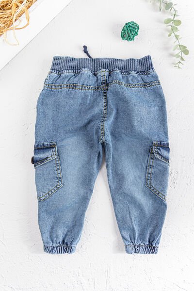 Erkek Bebek/Çocuk Denim Kumaş Kot Kargo Pantolon