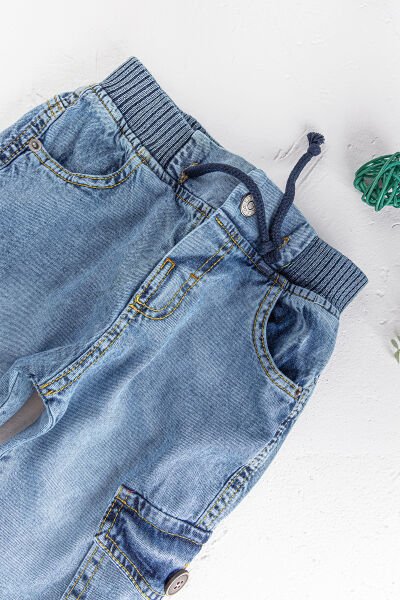 Erkek Bebek/Çocuk Denim Kumaş Kot Kargo Pantolon