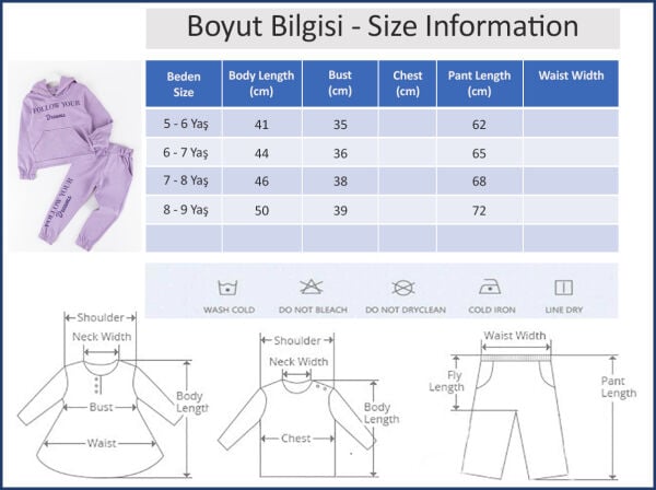 Yazı Baskılı Kapaüşonlu Kız Çocuk Eşofman Takımı