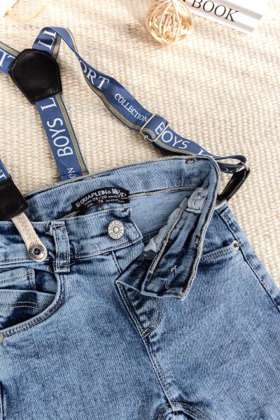Askılı Denim Şık Kot Erkek Bebek Pantolon