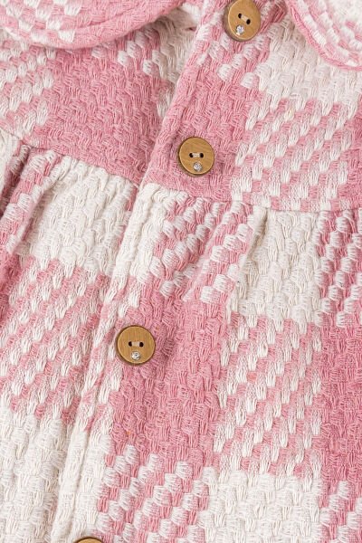 Ekose Desenli Pembe Peluş Astarlı Kız Çocuk Mont