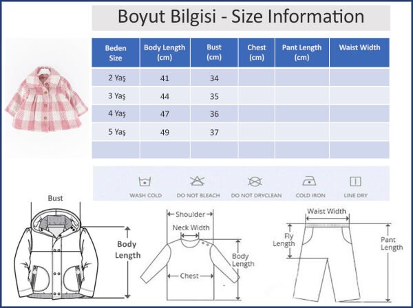Ekose Desenli Pembe Peluş Astarlı Kız Çocuk Mont