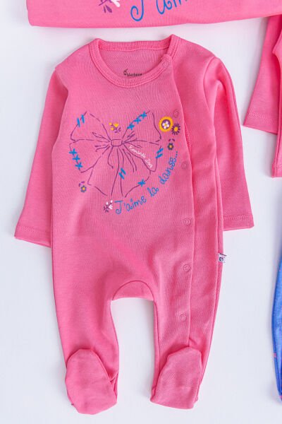 Fiyonk Desenli 10 Parça Kız Bebek Hastane Çıkışı Bebek Seti