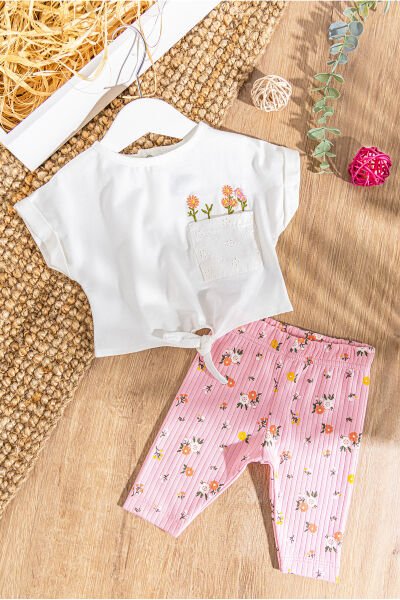 Çiçek Desenli Yazlık 2'li Kız Bebek Takım
