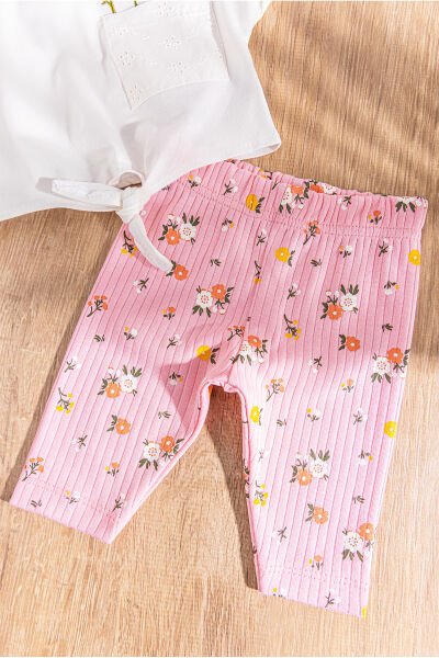 Çiçek Desenli Yazlık 2'li Kız Bebek Takım