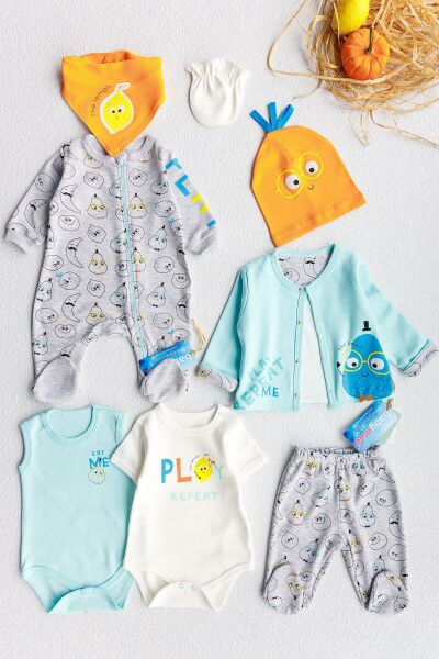 Limon Temalı 8 Parça Erkek Bebek Hastane Çıkışı Bebek Seti