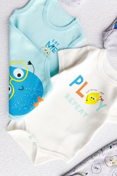 Limon Temalı 8 Parça Erkek Bebek Hastane Çıkışı Bebek Seti