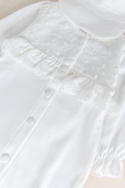 Güpürlü 100% Pamuk 10'lu Premium Kalite Natural Kız Bebek Hastane Çıkışı Yeni Doğan Set