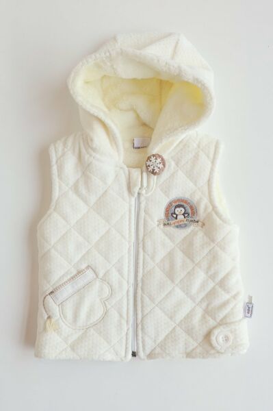 Mini Damla Kadife Bebek Yelek BEJ -  9-12 AY