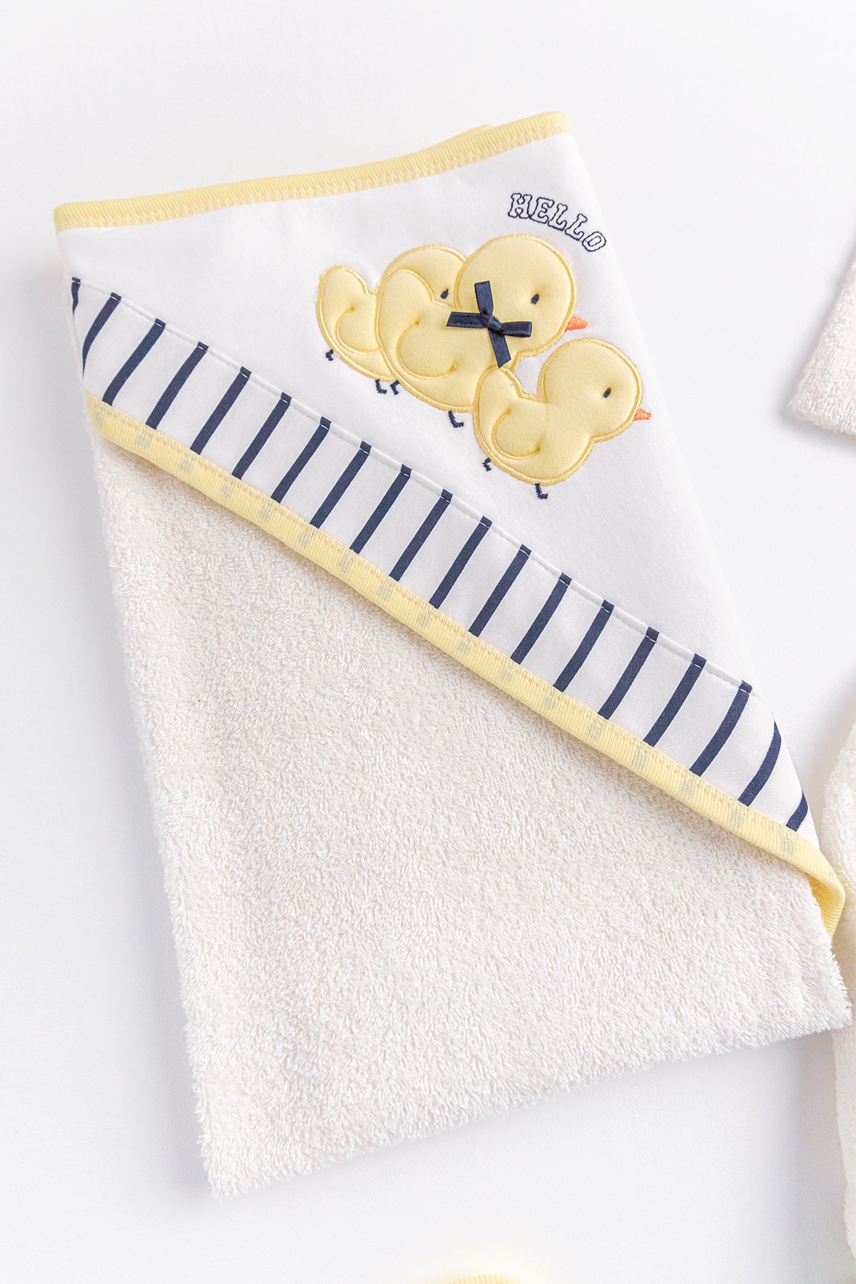 Ördek Temalı 4 Parça Bebek Havlu Bornoz Seti