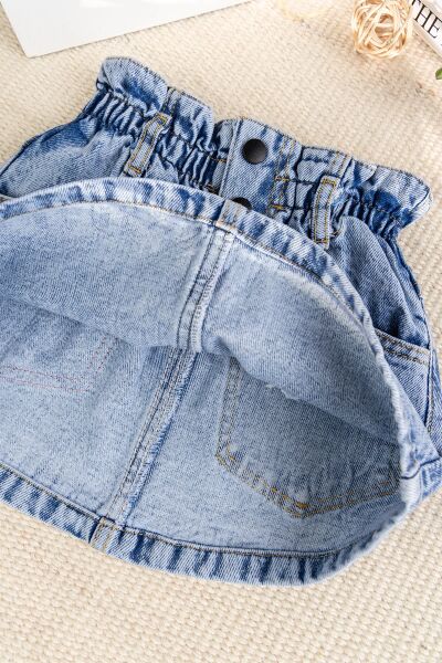 Fiğürlü Denim Şık Kız çocuk Kot  Etek