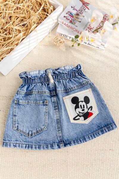 Fiğürlü Denim Şık Kız çocuk Kot  Etek