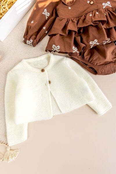 Çiçek Nakışlı Romper Kız Bebek Elbise