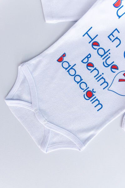 Yazı Baskılı Uzun Kollu Bebek Çıt Çıtlı Body Bebek Zıbın