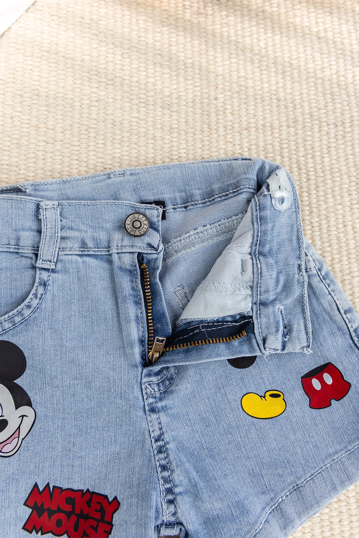 Fiğürlü Denim Şık Kot  Kız Çoşuk Şort