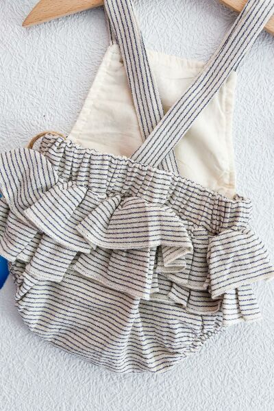 Güpürlü Askılı İkili Kız Bebek Body Tulum Salopet Takım