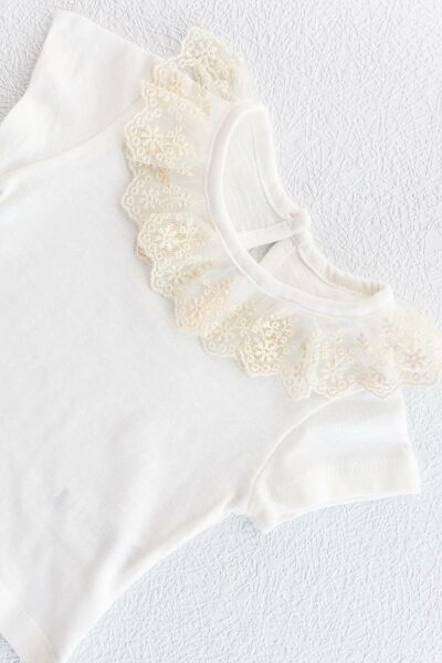 Güpürlü Askılı İkili Kız Bebek Body Tulum Salopet Takım