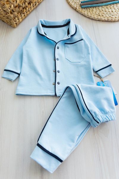 Önden Çıt Çıtlı Erkek Bebek Pijama Takımı