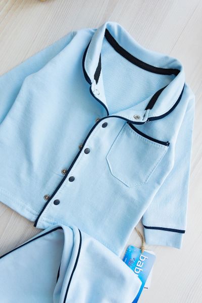 Önden Çıt Çıtlı Erkek Bebek Pijama Takımı