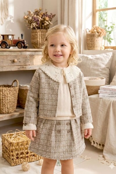 Üçlü Şık Özelgün Kız Çocuk Takım