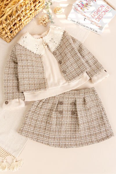 Üçlü Şık Özelgün Kız Çocuk Takım