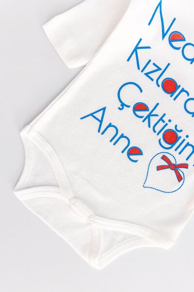 Yazı Baskılı Uzun Kollu Erkek Bebek Çıt Çıtlı Body Bebek Zıbın