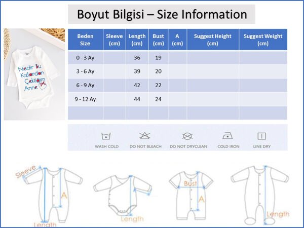 Yazı Baskılı Uzun Kollu Erkek Bebek Çıt Çıtlı Body Bebek Zıbın