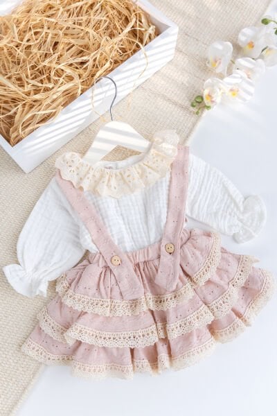 Fistolu 100% Pamuk Kız Bebek Elbise