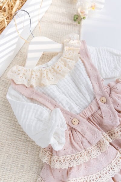 Fistolu 100% Pamuk Kız Bebek Elbise