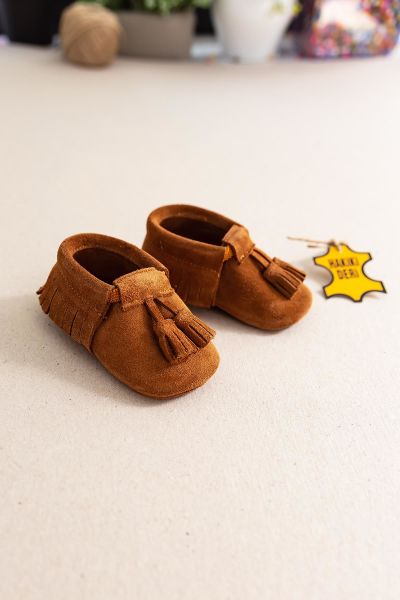 Hakiki Deri Erkek Bebek İlk Adım Bebek Patik