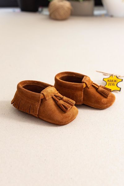 Hakiki Deri Erkek Bebek İlk Adım Bebek Patik