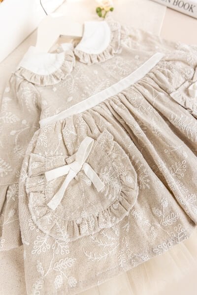 Bebe Yaka Çep Detaylı Şık Özel Gün Kız Bebek Elbise