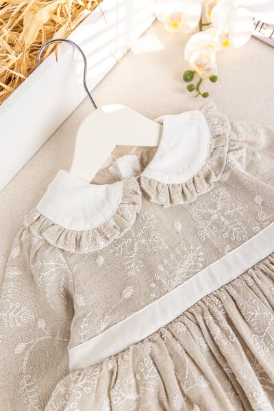 Bebe Yaka Çep Detaylı Şık Özel Gün Kız Bebek Elbise