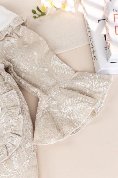 Bebe Yaka Çep Detaylı Şık Özel Gün Kız Bebek Elbise