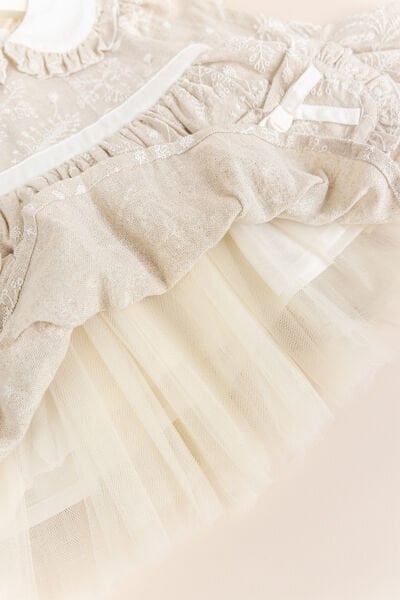 Bebe Yaka Çep Detaylı Şık Özel Gün Kız Bebek Elbise