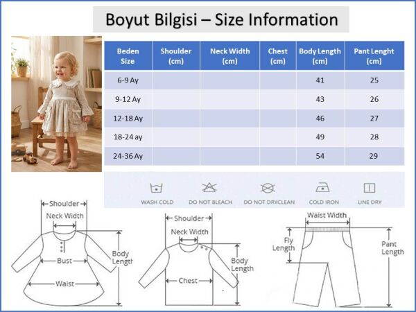 Bebe Yaka Çep Detaylı Şık Özel Gün Kız Bebek Elbise