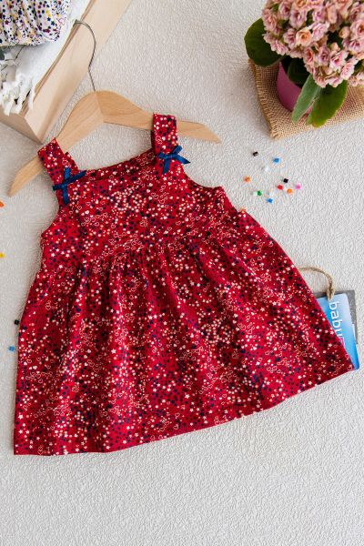 Askılı Bebek Penye Elbise Kız çocuk Askılı Penye Elbise 3 Yaş - KIRMIZI