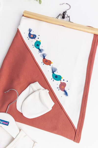 Natural Kuş Baskılı 10 Parça Kız Bebek Hastane Çıkışı Bebek Seti