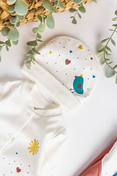 Natural Kuş Baskılı 10 Parça Kız Bebek Hastane Çıkışı Bebek Seti