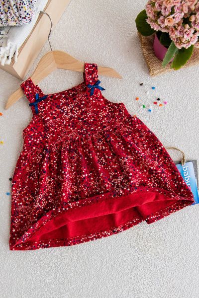 Askılı Bebek Penye Elbise Kız çocuk Askılı Penye Elbise 4 Yaş - KIRMIZI